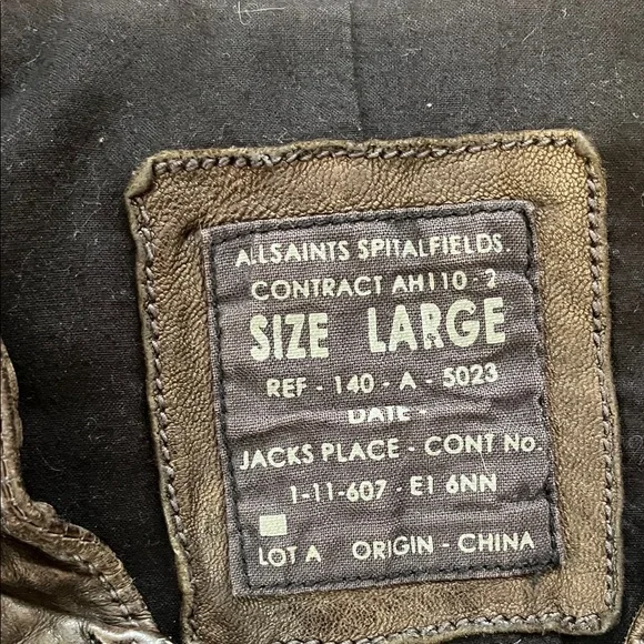 Men's dark olive green Leather Jacket - Picture 2 of 9